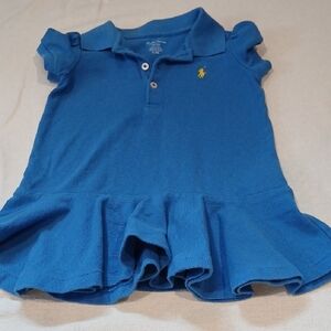 Ralph Lauren Girls Royal Blue Polo Peplum Top with Yellow Pony